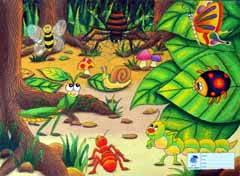 World of Colours Creative Art Program, Insect World, Ladybird, Red Ant, Butterfly,Praying Mantis, Snail,Bee, Spider, 