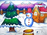 World of Colours Art Programme, Snowman, Winter, Christmas Tree, Mountain
