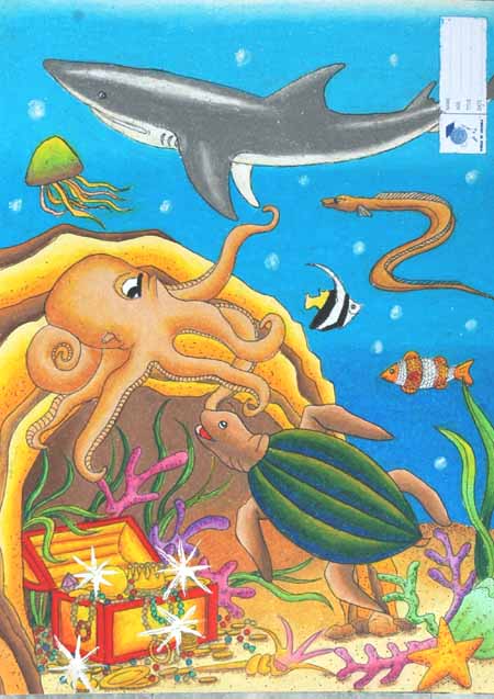 World of Colours Art Programme, Underwater World, Shark, Fish, Gold, Octopus, Turtle